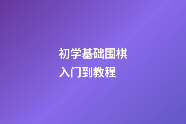 初学基础围棋入门到教程(零基础学围棋从入门到入段)-第1张-知识-围棋铺