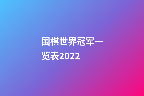 围棋世界冠军一览表2022(围棋世界冠军一览表,截止2022年6月)