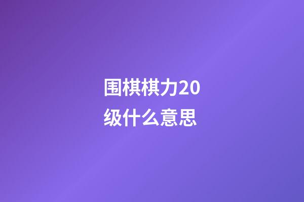 围棋棋力20级什么意思(围棋棋力20级什么意思呀)-第1张-知识-围棋铺