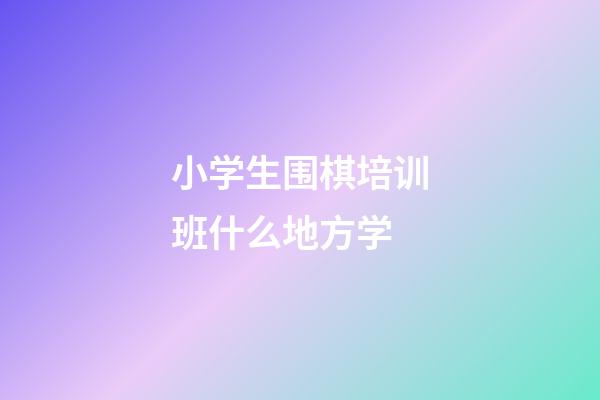 小学生围棋培训班什么地方学(小学生围棋培训班什么地方学的)-第1张-知识-围棋铺