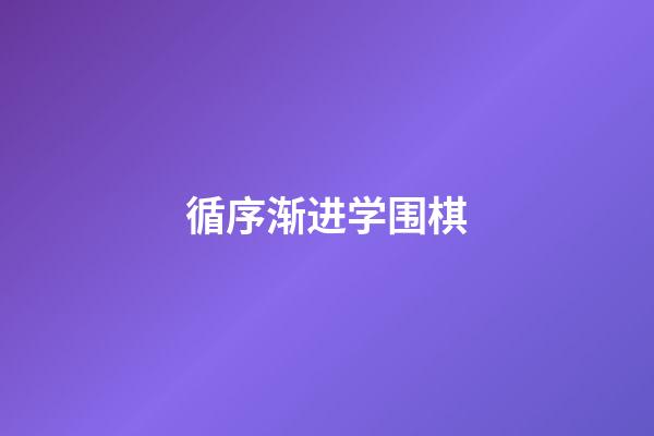 循序渐进学围棋(循序渐进学围棋有用吗)